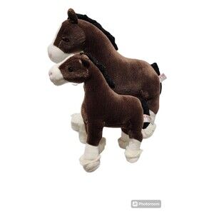 Clydesdale Plush Horses Gund Stuffed Animal Pony Brown White Tall Clyde & Dale
